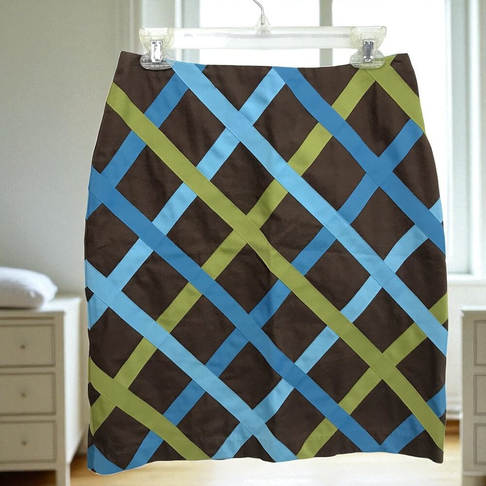Color Block Knee Length Skirt with Lattice Detail Women Size 4 ABR New York